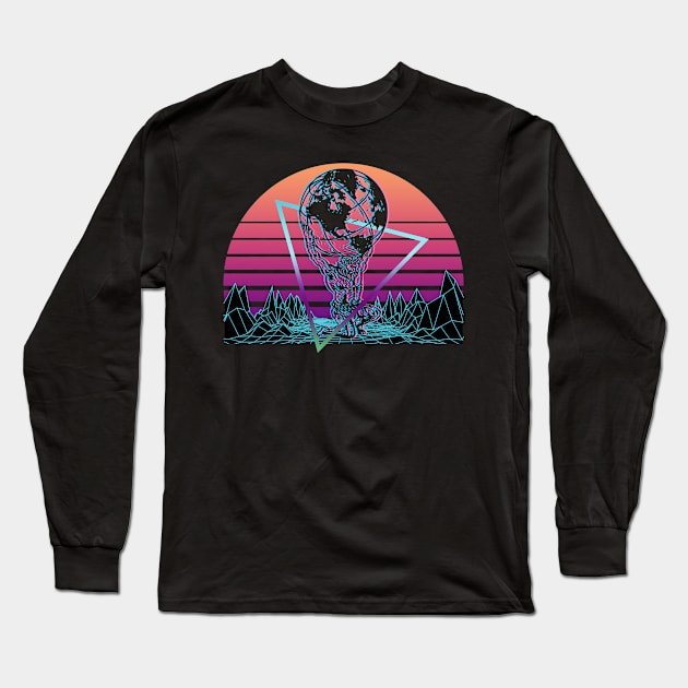 Atlas Greek Titan Ancient Greece Vaporwave Aesthetic Gift Long Sleeve T-Shirt by Alex21